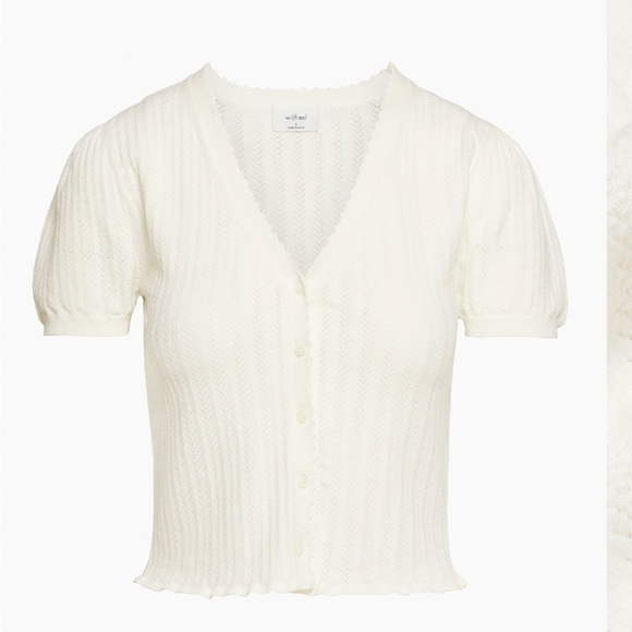 White Button-Up Knit Top - Picture 3 of 4